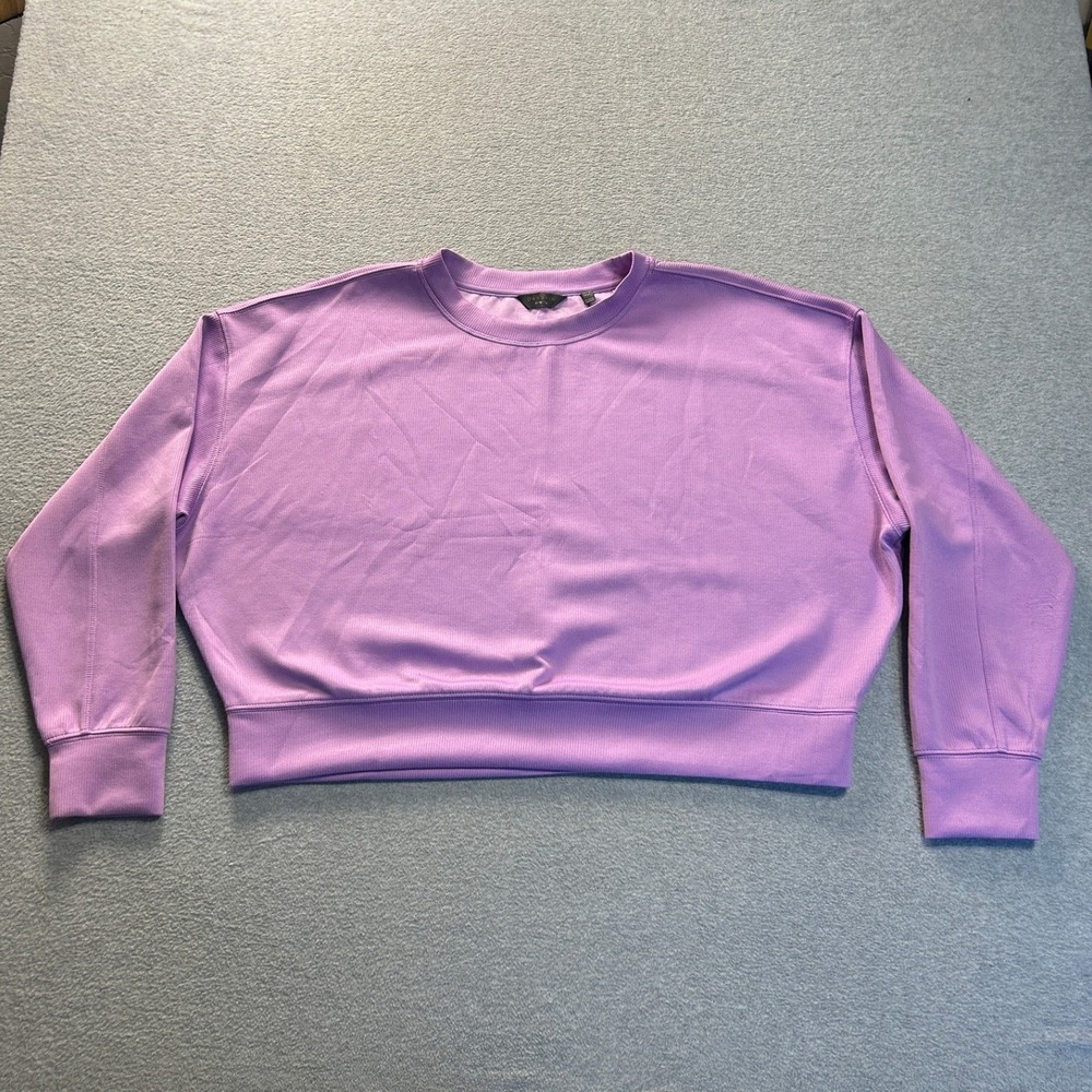 Danskin Cropped Sweatshirt Womens XL Lavender Purple Crewneck Pullover‎ Relaxed